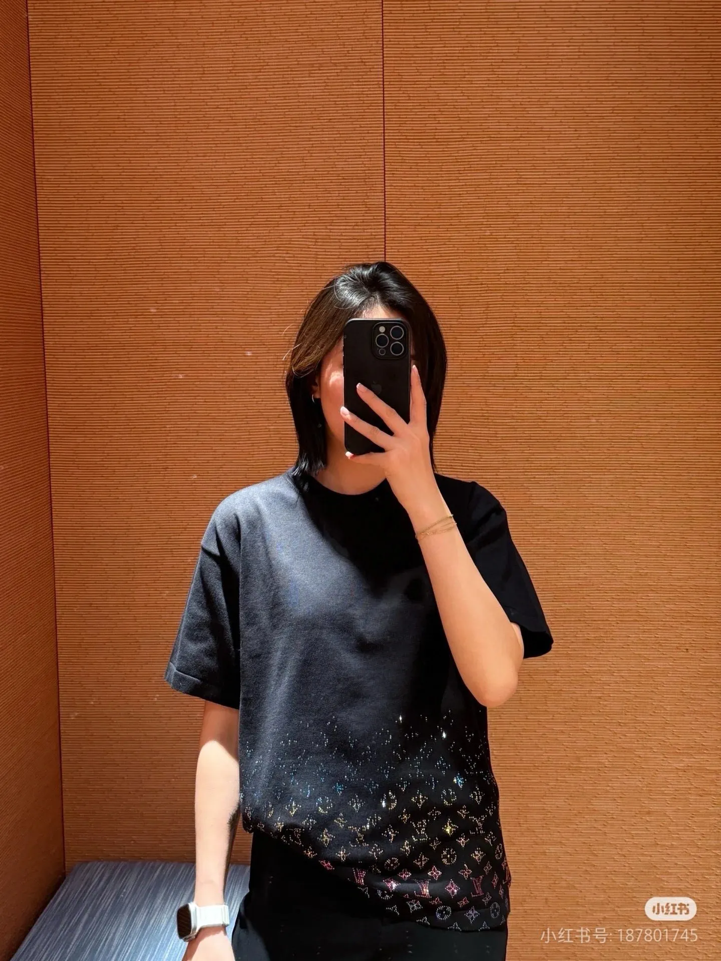 Louis Vuitton/Louis Vuitton 25ss gradient old flower diamond knitted short sleeves